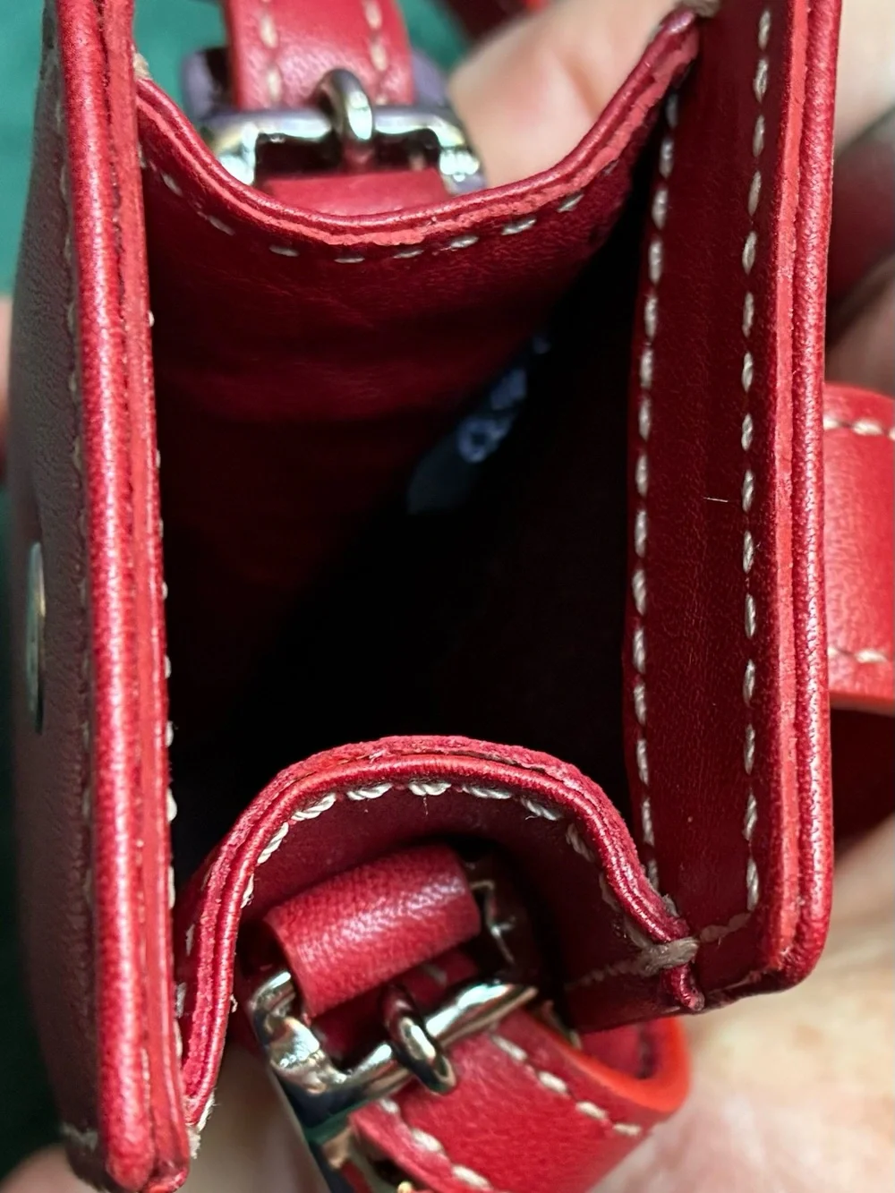 Coach Vintage Red Leather Accessory Buckle Pouch Phone Keys Makeup Headphone Etc